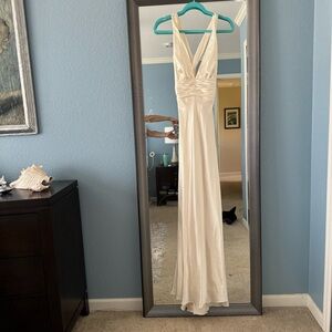 Satin Gown, Cream Color, Beach Wedding